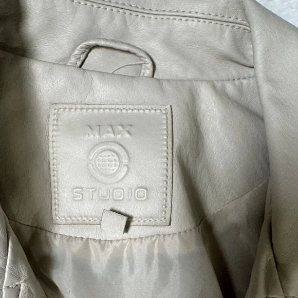 Max Studio Light Tan Leather Jacket - Picture 2 of 8